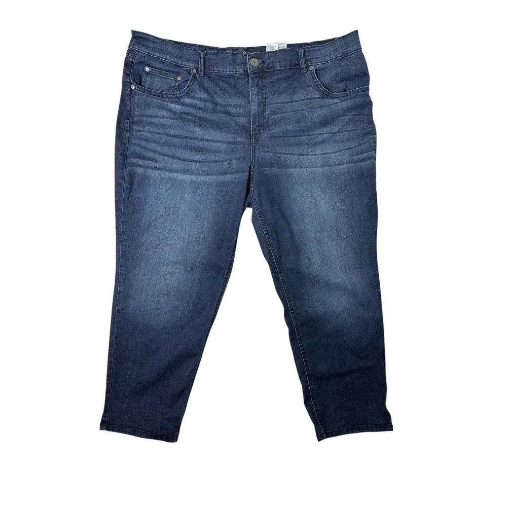 Terra and Sky Women's Denim Jeans Straight Dark Wash‎ Stretch 22W petite 42 x 27